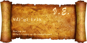 Vági Erik névjegykártya